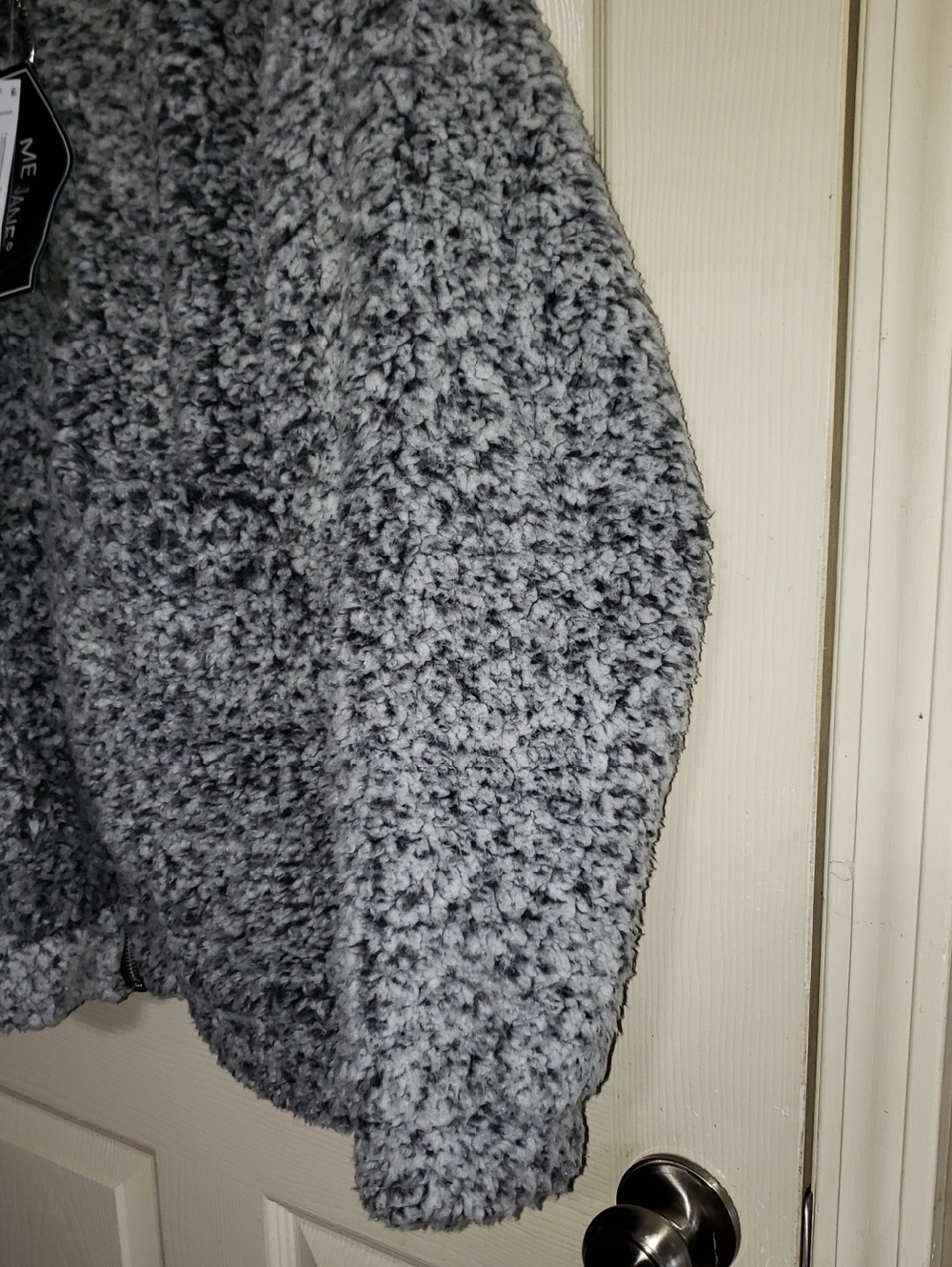 💘🖤💘 2PC Me Jane Black/Gray & Tan Zip Fleece Faux Shearling/Fur Teddy Jacket - Picture 5 of 16